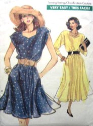 7147 EZ 1988 PULLOVER FLARE BLOUSON DRESS LENGTHS PATTERN 8-12